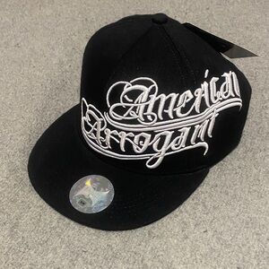 Tapout vintage Black Hat with White Emblem “American Arrogant” fitted S/M